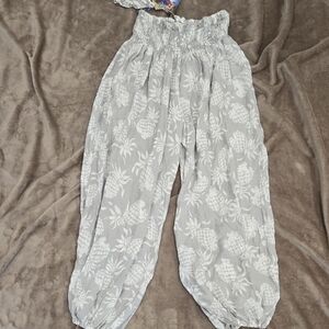 Chic Pineapple Print Swim Coverup‎ Pants - White